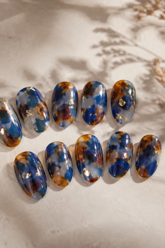 10 Blue Tortoise Shell Nails