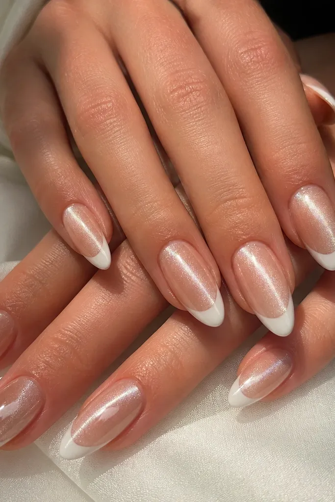 10 Cat Eye Nails with French Tips for a Chic and Glossy Look