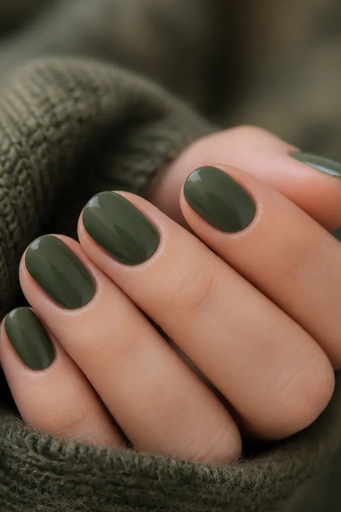 Seasonal evergreen short oval nails