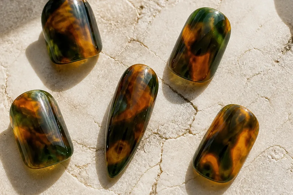 15 Green Tortoise Shell Nails