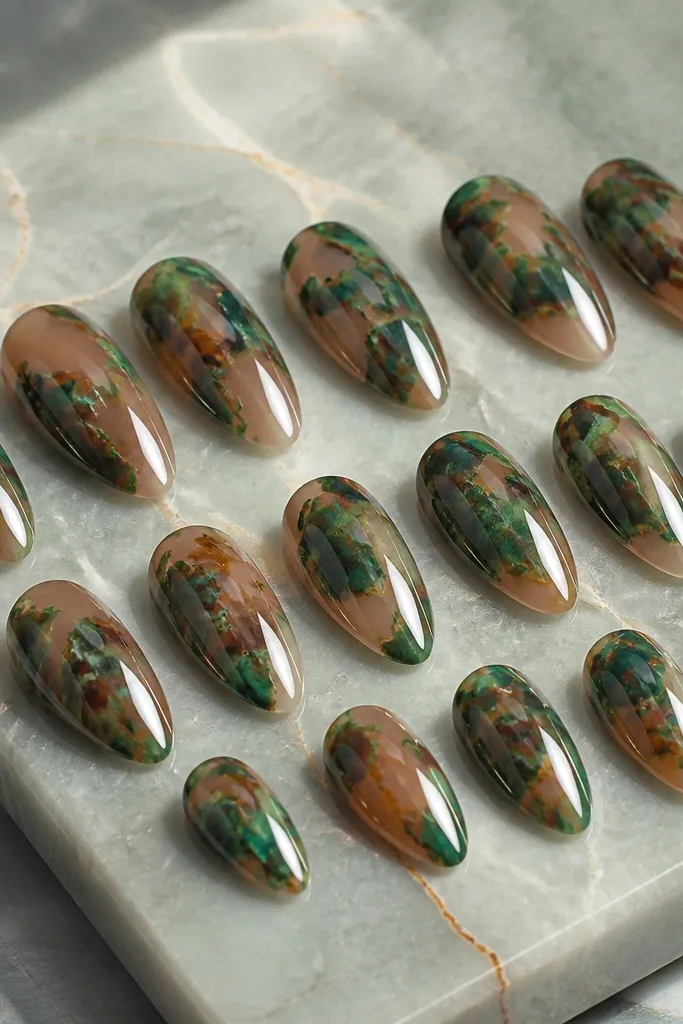 15 Green Tortoise Shell Nails
