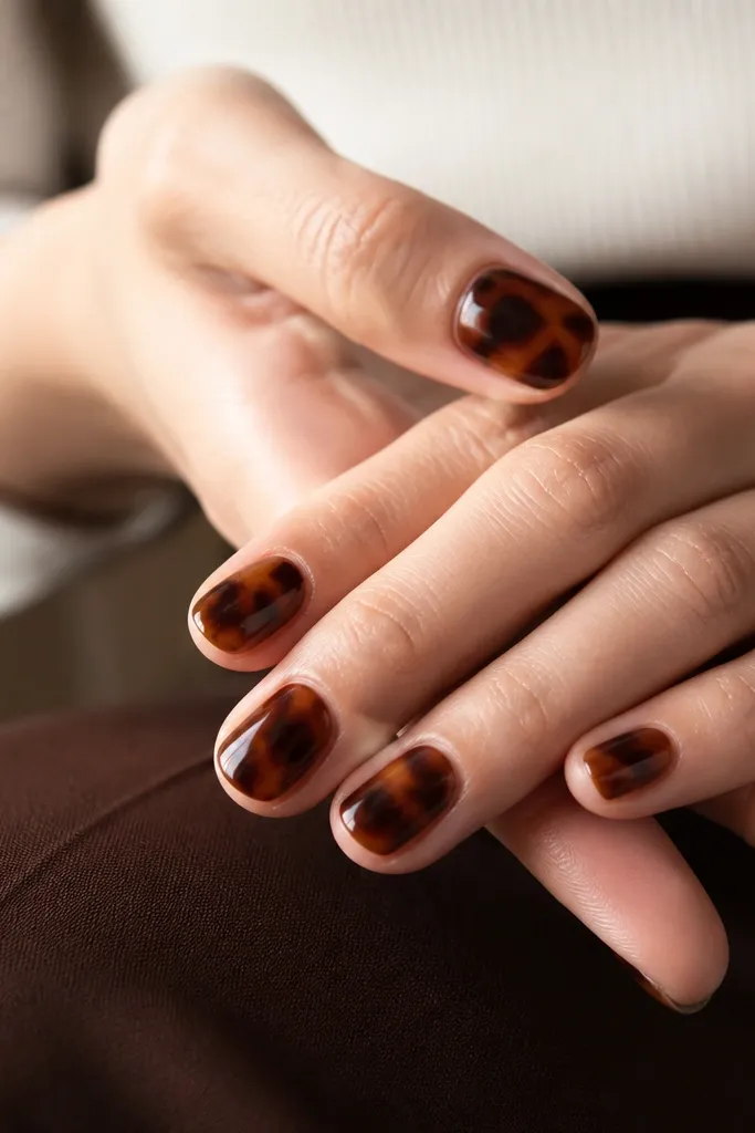 15 Short Tortoise Shell Nails