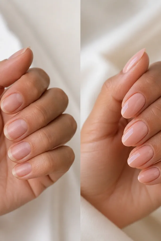 BIAB before and after transformation biab nails inspiration
