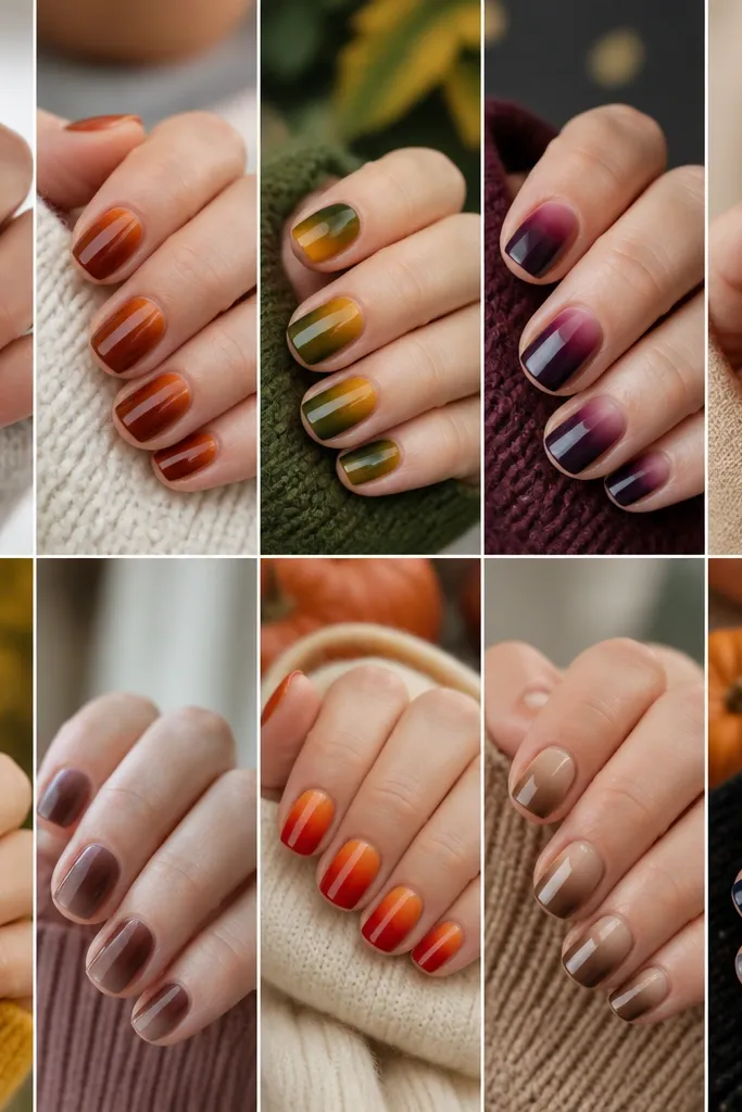 10 Fall Ombre Nails Ideas for Short Autumn Nails