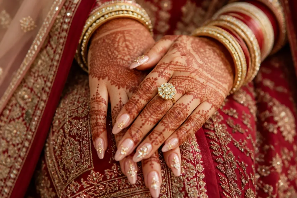 Indian bridal nail extension designs for a glamorous wedding look