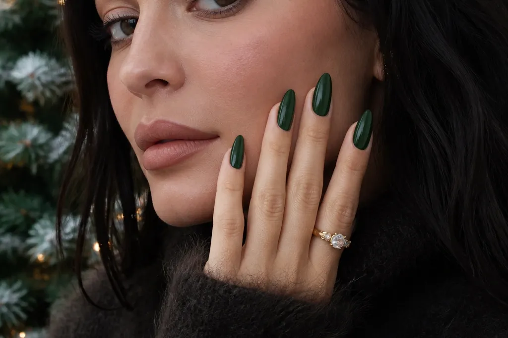 Seasonal evergreen Kylie Jenner nails