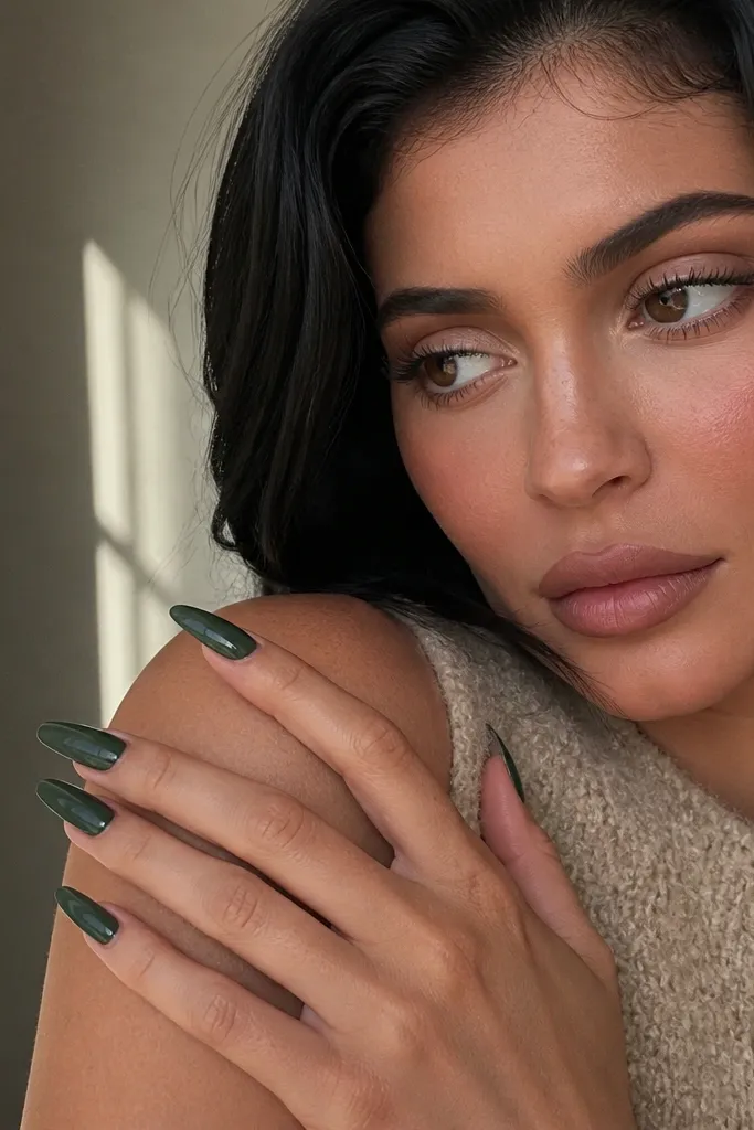 Seasonal evergreen Kylie Jenner nails