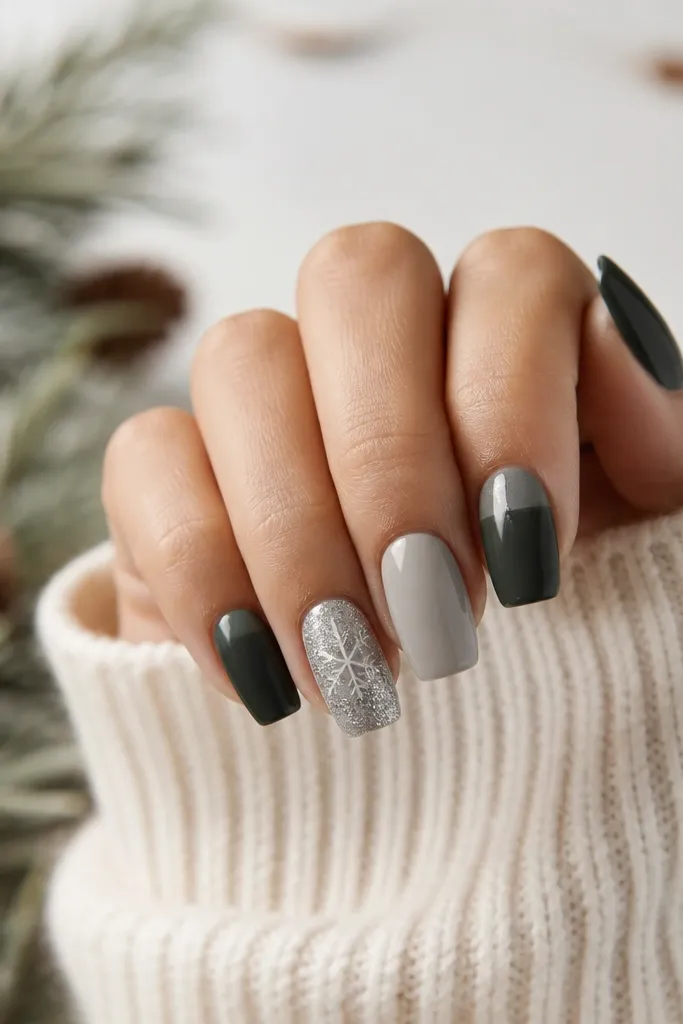 Low maintenance winter christmas acrylic nails