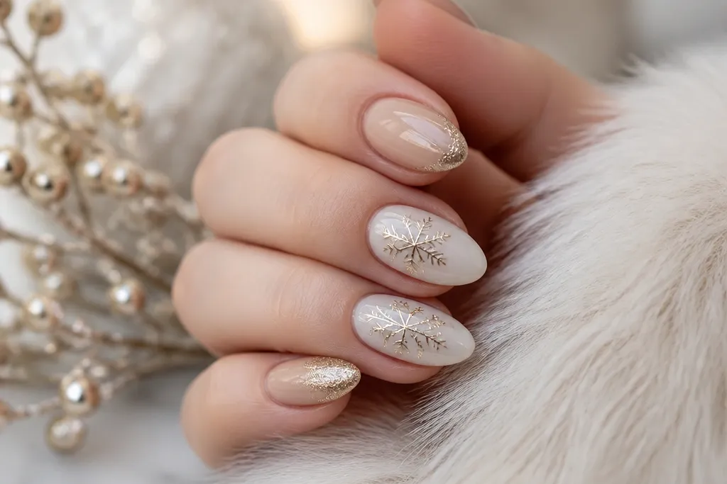 Luxury high end winter christmas nails that look expensive