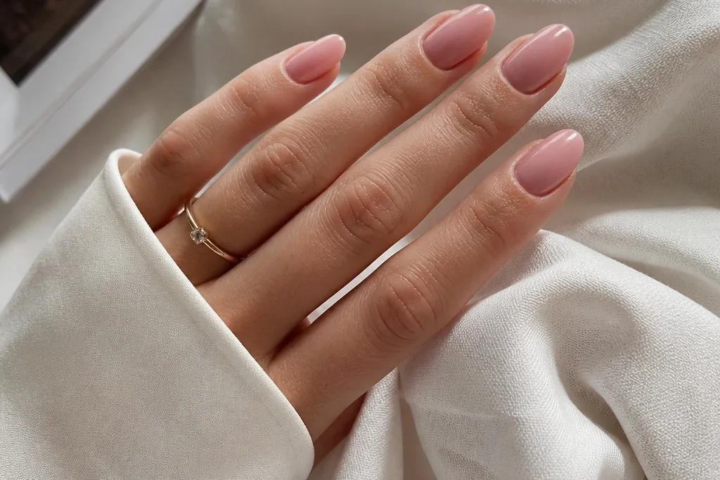 Modern Minimalist Pink Almond Nails