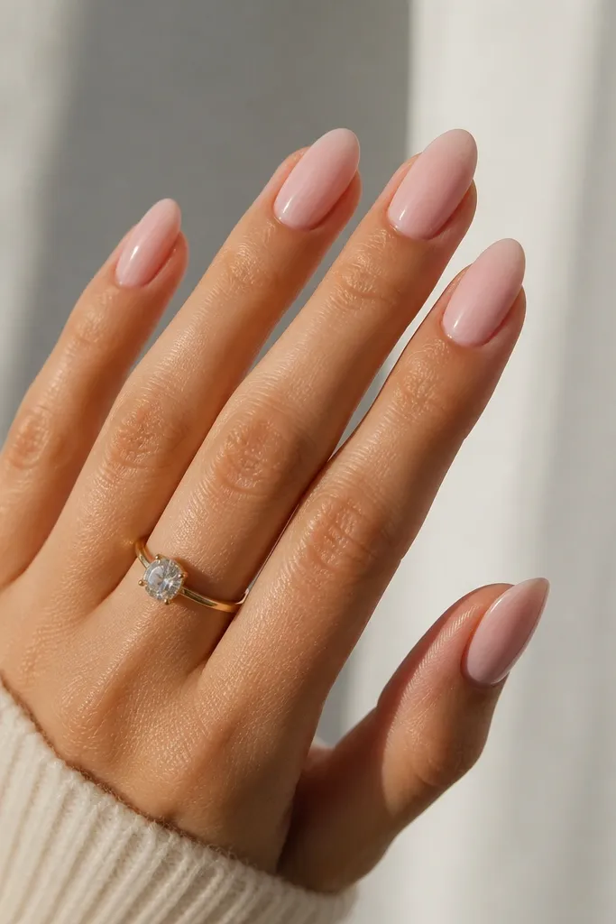 Modern Minimalist Pink Almond Nails