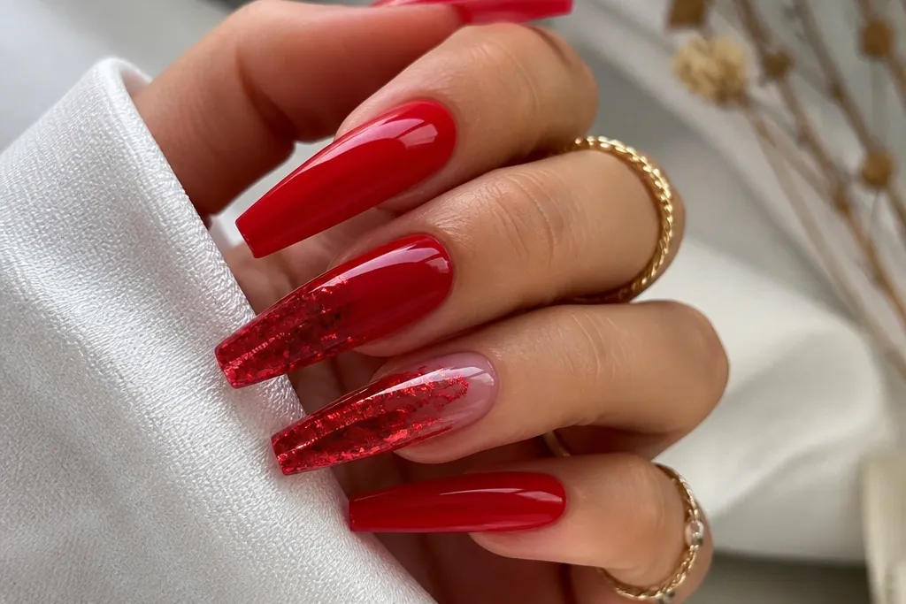 Red nail extension designs for a bold and glamorous look
