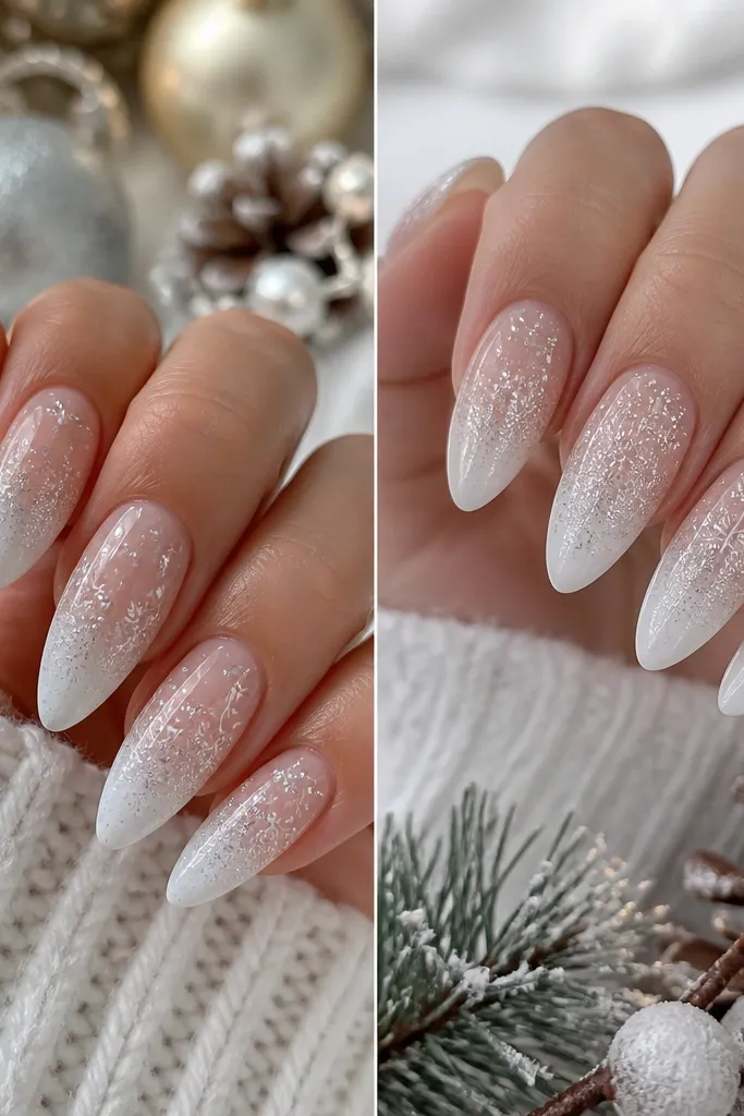 Acrylic vs gel winter christmas nails for ombre sparkle