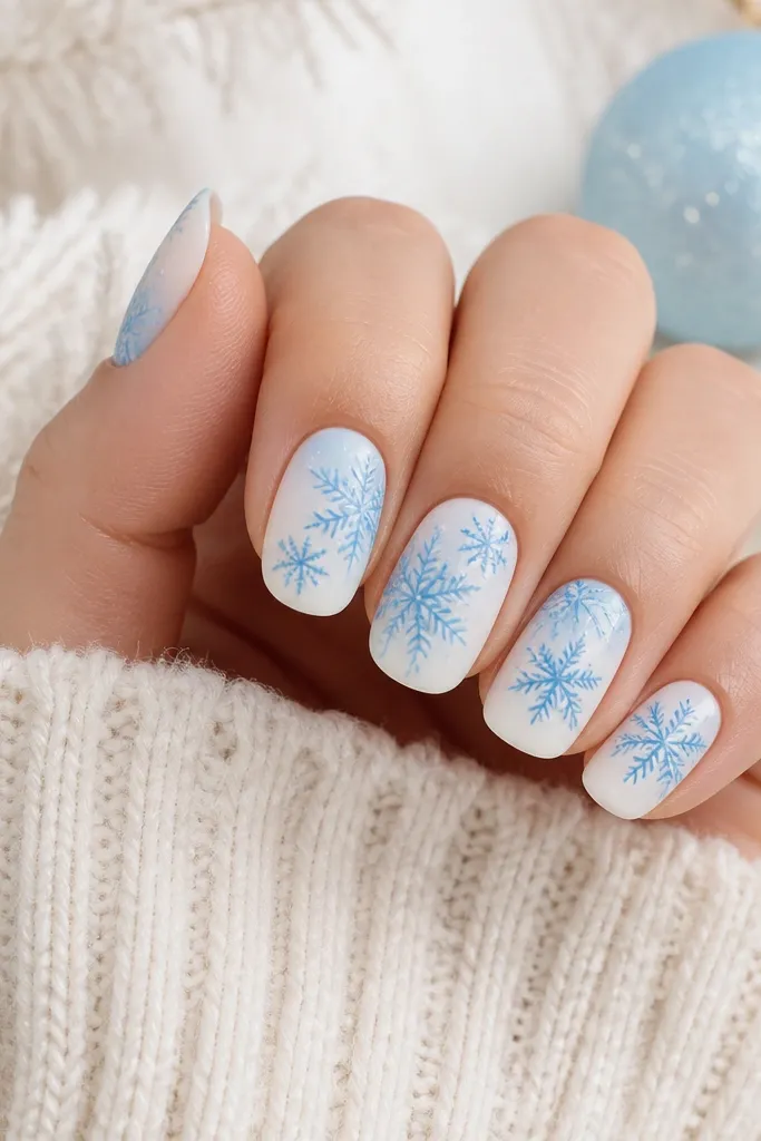 Removable no drill winter christmas nails with blue snowflakes